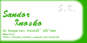 sandor knosko business card